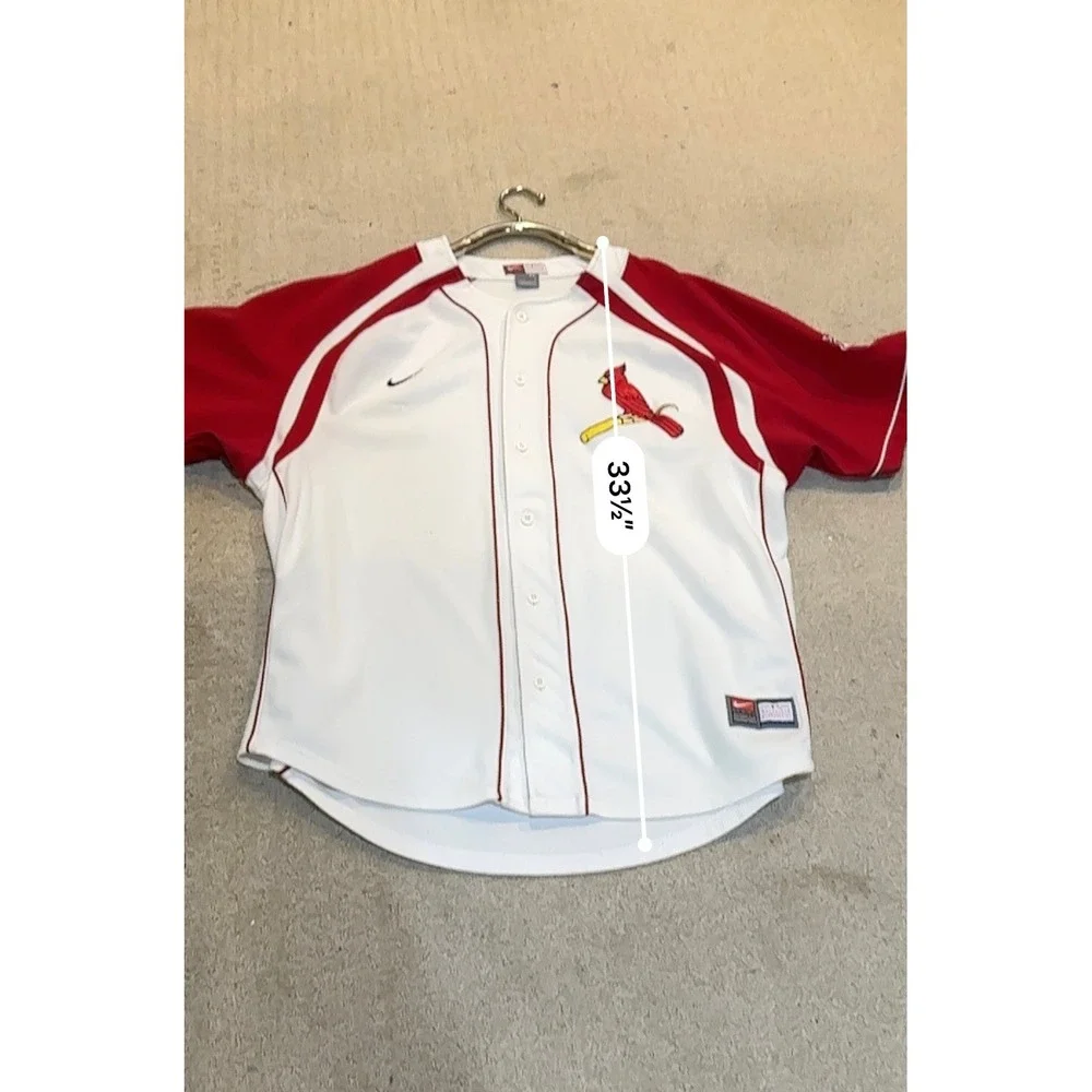 Nike St Louis Cardinals MLB Baseball Jersey Mens XL White Red Button Front Mesh